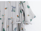 Altair Floral Embroidered Linen Cheongsam Dress