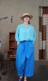 Garnet Sky Blue Cotton Cheongsam Shirt