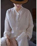 Adelaide Linen V-Neck Cheongsam Top