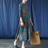 Prestige Cotton-Linen Digital Print Cheongsam Dress