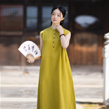 Clarice Linen A-Line Cheongsam Dress