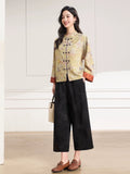 Diamond 2-Piece Yellow Orange Flower Cheongsam Set