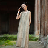 Willa Cotton-Linen Dirty Dye Cheongsam Dress