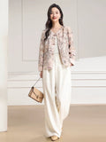 Bamboo Pink Floral Polyester Cheongsam Top