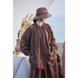 Kaia Linen Smoky Tea Brown Cheongsam Top