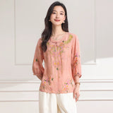 Veronica Embroidered Ramie Cheongsam Shirt