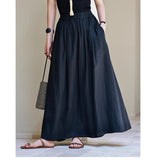 Vita Linen Black A-Line Cheongsam Skirt