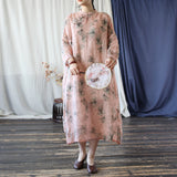 Petra Peach Cotton-Linen Cheongsam Dress