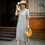 Eira Victory Gray A-Line Cheongsam Dress