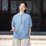Pearl Linen Color Loose Cheongsam Top