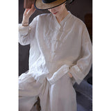 Adelaide Linen V-Neck Cheongsam Top