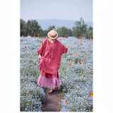 Violante Dusky Rose Linen Cheongsam Dress