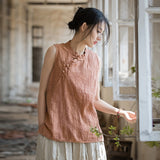 Cosmos Thin Tie-Dye Ramie Cotton Cheongsam Vest