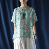 Grace Green Floral Ramie Cheongsam Top