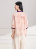 Venetia Purple Rice Flower Embroidered Cheongsam Top