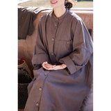 Daffodil Cloud Gray Cotton Cheongsam Dress