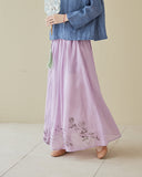 Marcella Hand-Painted Ramie Long Cheongsam Skirt