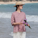 Imogen Lotus Pink Ramie Cheongsam Top