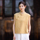 Fortune Linen Lilac Pink Cheongsam Top