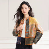 Yasmin Color-Block Polyester Short Cheongsam Coat