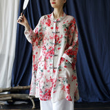 Venetia Linen Print Cheongsam Top