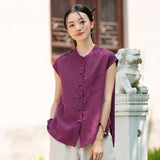 Georgiana Linen Mandarins Collar Cheongsam Top