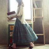 Cassiopeia Green Ramie Ethnic Print Cheongsam Skirt