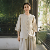 Naya Linen Double Dew Cheongsam Top