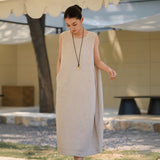 Thora Linen Cotton A-Line Cheongsam Dress