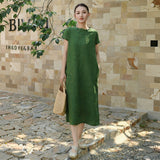 Daphne Linen Abstract Print Cheongsam Dress