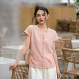 Kassandra Linen Blend Cardigan Cheongsam Top