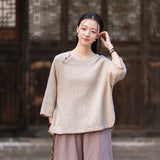Regent Color-Block Raw Linen Cheongsam Top