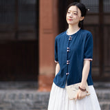 Lena Linen Petal Collar Cheongsam Top