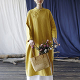 Elegance Cotton-Linen Vintage Cheongsam Dress