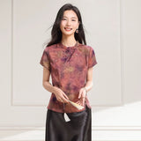 Scale Light Purple Pattern Silk Cheongsam Top