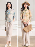 Petra Floral Ramie Cheongsam Top