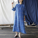 Yuna Cotton-Linen Digital Print Cheongsam Dress