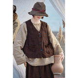 Leandra Linen Smoky Brown Cheongsam Vest