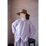 Quintessa Silk Purple Mist Cheongsam Shirt