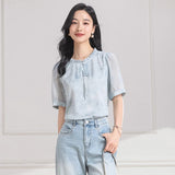 Ensemble Loose Polyester Short Sleeve Cheongsam Top