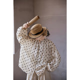 Lavender Black Rice Polka Dot Silk Cheongsam