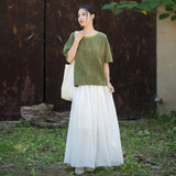 Nerissa Cotton-Ramie Tie-Dye Cheongsam Top