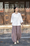 Regent Color-Block Raw Linen Cheongsam Top