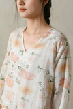 Seraphina Pink Floral Ramie Cheongsam Shirt