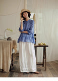 Magdalena Ramie Ruffled Hem Cheongsam Top