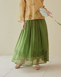 Marcella Hand-Painted Ramie Long Cheongsam Skirt