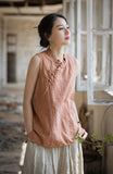 Cosmos Thin Tie-Dye Ramie Cotton Cheongsam Vest