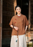 Arabella Linen Tencel Cheongsam Top