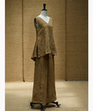 Federica Linen Dapple Brown Cheongsam Top