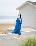 Antares Blue Linen Cheongsam Dress